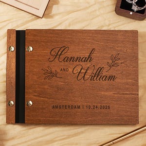 Wedding Guestbook, Personalized Wooden Guest Book for Reception, Perfect Wedding Keepsake Gifts, Anniversary Memory Photo Album