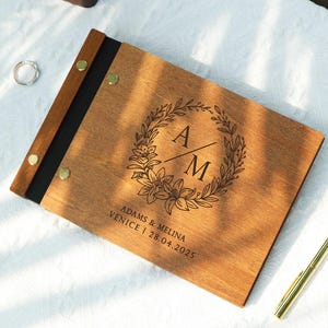 Wedding Guestbook, Personalized Wooden Guest Book for Reception, Perfect Wedding Keepsake Gifts, Anniversary Memory Photo Album