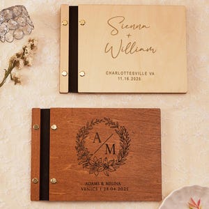 Custom Wedding Guestbook, Personalized Wooden Guest Book for Wedding Reception, Wedding Photo Album, Keepsake Gifts, Anniversary Memory