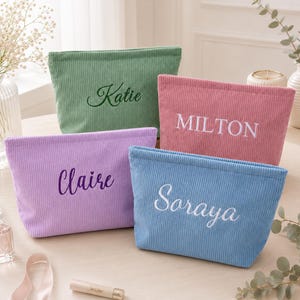 Trousse de maquillage brodée personnalisée, trousse de toilette de voyage personnalisée avec nom, cadeaux pour invités de mariage