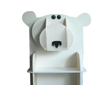 Original polar bear bookcase by Mirabelledesign, kids' storage, kids' bedroom, kids shelving unit, nursery decor, wooden bookcase, handmade