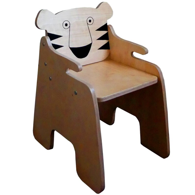 Tiger Chair Toddler Kids Wooden Safari Nursery Jungle Bedroom Animal Furniture Handmade Eco Friendly