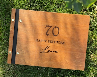 Hölzernes Geburtstags-Gästebuch 60., 50., 70., 30. Geburtstag-Meilenstein-Geschenk, Schrottbuch 40. Geburtstag, Nanas 80. Geburtstags-Party-Gästebuch, jedes Alter