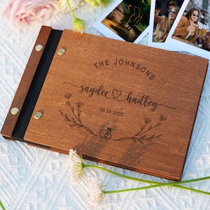 Wedding Guestbook, Personalized Wooden Guest Book for Reception, Perfect Wedding Keepsake Gifts, Anniversary Memory Photo Album