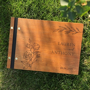 Wedding Guestbook, Personalized Wooden Guest Book for Reception, Perfect Wedding Keepsake Gifts, Anniversary Memory Photo Album