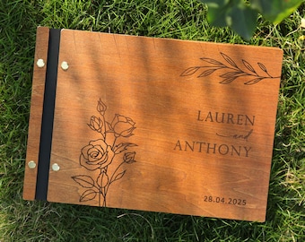 Libro degli ospiti personalizzato per matrimonio, libro degli ospiti in legno per ricevimento, album di ritagli per matrimonio, libro degli ospiti per fidanzamento, regalo per addio al nubilato, ricordi di Natale