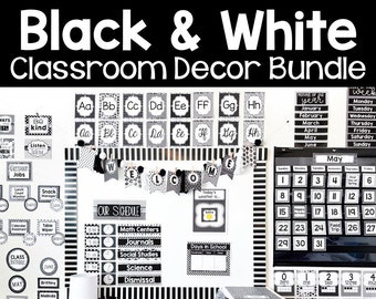 Modern Black and White Classroom Decor Bundle Classroom Bulletin Board Display Posters Black and White Classroom Decorations Class Decor