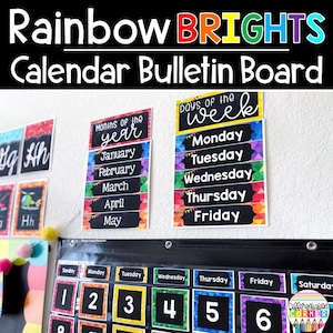 Classroom Calendar Birthday & Weather Display Set | Rainbow Classroom Decor | Classroom Calendar Wall Kit Rainbow Classroom Theme