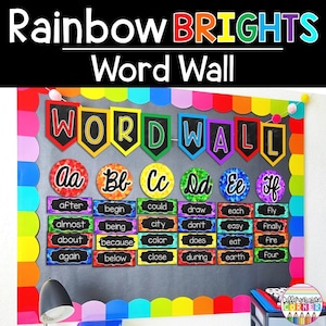 Classroom Word Wall Display Editable Rainbow Classroom Decor Word Wall Bulletin Board Rainbow Alphabet Word Wall Template Word Wall Letters