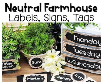 Editable Farmhouse Neutral Classroom Labels Neutral Farmhouse Classroom Decor Neutral Classroom Supply Labels