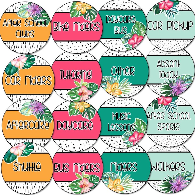 How We Go Home Dismissal Chart Template Tropical Classroom Decor | How ...