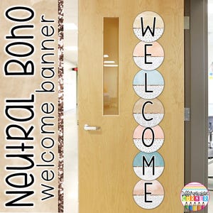 PRINTABLE Welcome Banner | Boho Neutral Classroom Decor | Neutral Welcome Bunting | Boho Welcome Bunting Banner Editable banner template