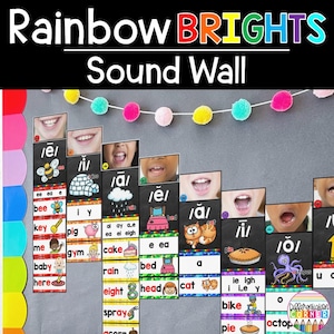 Klaslokaalposters met geluid | Regenboog klasdecor | Phonics-posters | Posters Wetenschap van het lezen - Posters in het klaslokaal in regenboogkleuren