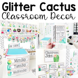Kaktus Klassenzimmer Dekor Bundle | Bulletin Board für Klassenzimmer Poster | Sukkulenten Klassenzimmer Dekor Bundle Pflanzen Klassenzimmer Thema