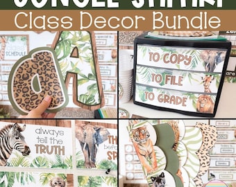 Jungle Themed Classroom Decor Bundle Safari Classroom Decor Calming Neutral Colors Classroom decorations