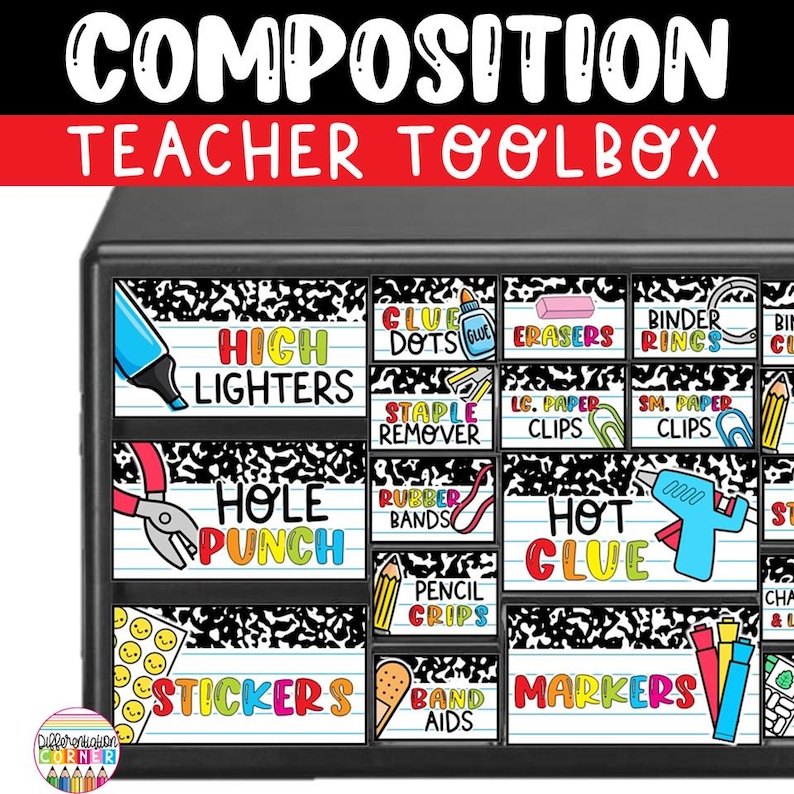 Teacher Toolbox Labels Editable Composition Notebook Classroom Decor - Etsy