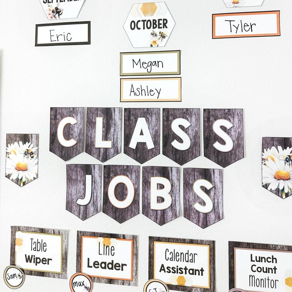 Editable Classroom Job Chart Template Bee Classroom Decor Theme ...