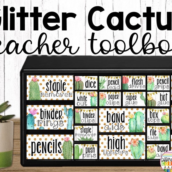 Cactus Teacher Tool Box Labels, Cactus Classroom Decor Teacher Toolbox Labels Editable Succulent Plant Classroom Decor