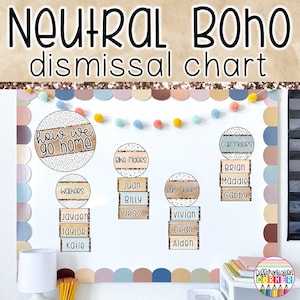 Neutral How We Go Home Dismissal Chart Template | Neutral Boho Classroom Decor | How We Go Home Bulletin Board | Dismissal Bulletin Board