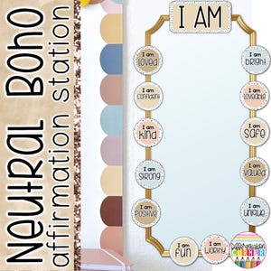Affirmation Cards Printable Affirmation Station Mirror Cards Neutral Boho Classroom Decor Affirmation Mirror Neutral Classroom Decor