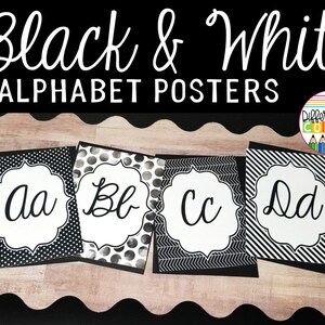 Cursive Alphabet Posters for the Classroom Black and White - Etsy