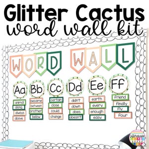 Klassenzimmer Wort Wand Anzeige bearbeitbar | Kaktus Klassenzimmer Dekor | Anblick Wort Pinnwand | Kaktus Sukkulenten Alphabet Wandset