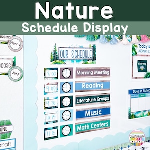 Bearbeitbarer Tagesplan Karten Natur Klassenzimmer Dekor Druckbarer Klassenzimmer Stundenplan Bulletin Board Display Visueller Terminplan Beruhigendes Klassenzimmer