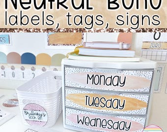 Editable Boho Classroom Labels Neutral Boho Classroom Decor Neutral Classroom Supply Labels Classroom Posters Signs Tags Template Bin Labels