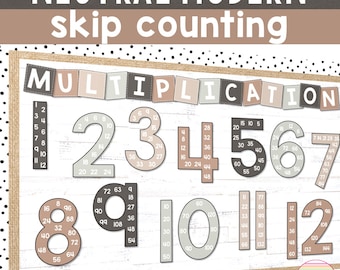 Neutral Multiplication Poster | Times Tables Posters Skip Counting Display Neutral Classroom Decor Math Posters Neutral Classroom Posters