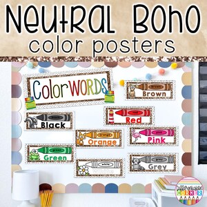 PRINTABLE Color Posters Pack | Neutral Boho Classroom Decor | Neutral ...