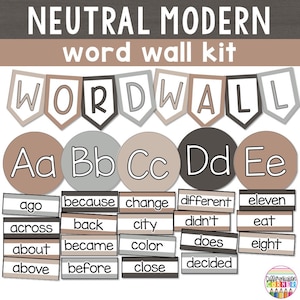 Classroom Word Wall Display Editable Neutral Boho Classroom Decor Word Wall Bulletin Board | Neutral Alphabet Word Wall Kit Sight Word Wall