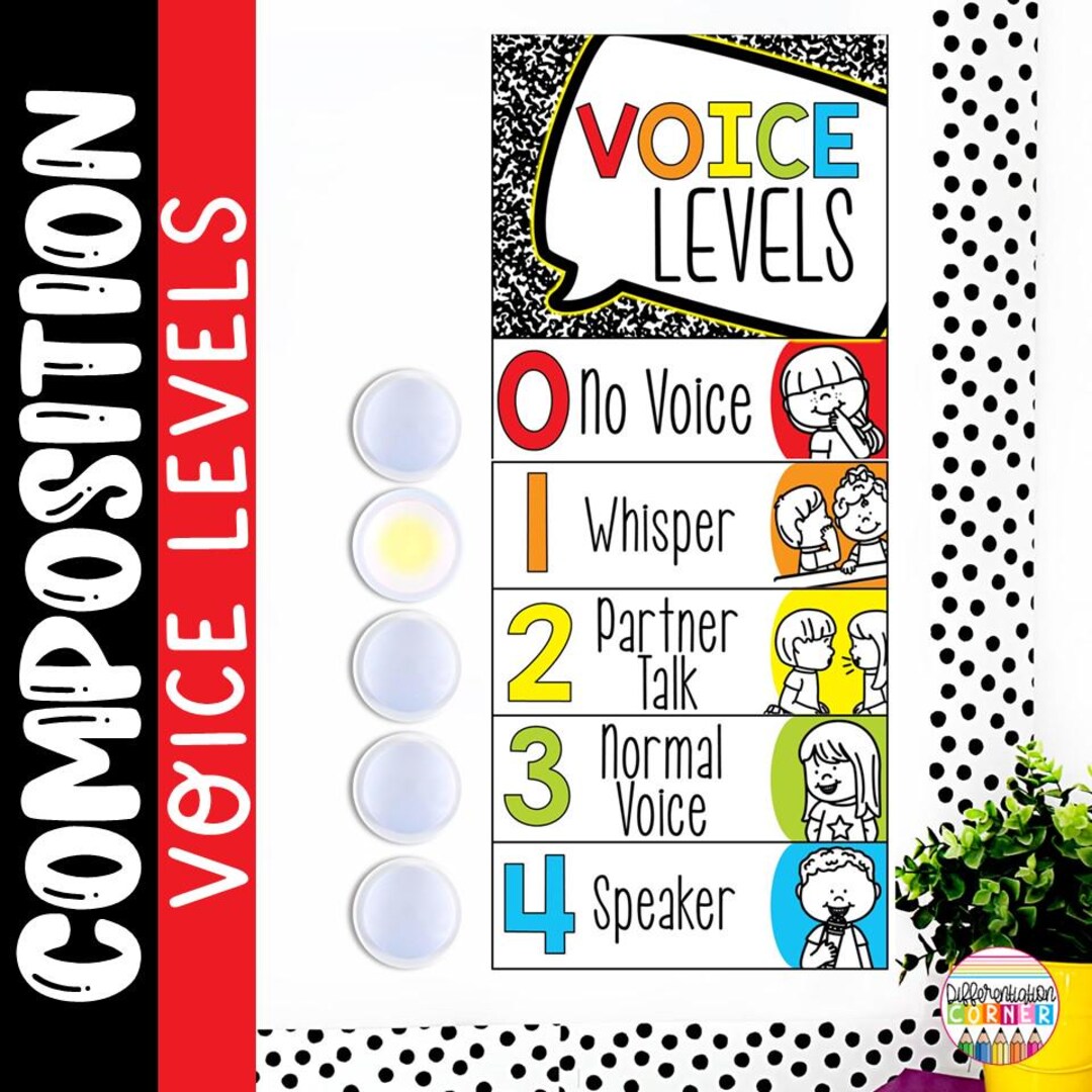 Printable Voice Level Chart Posters Composition Notebook Classroom ...