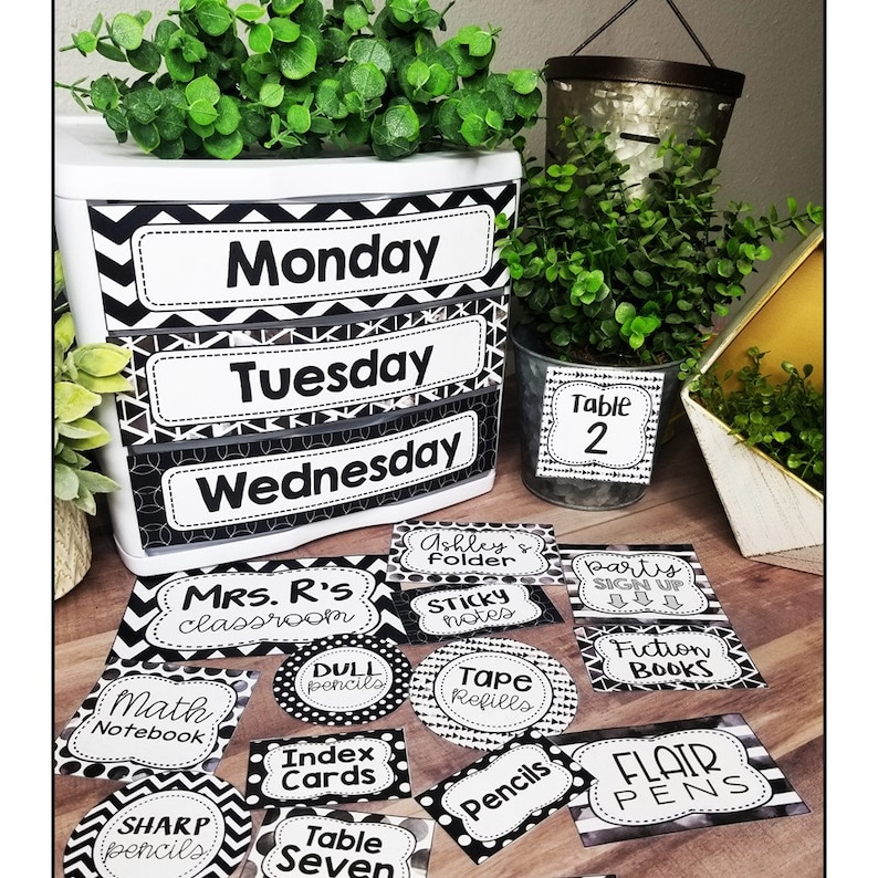 Editable Classroom Labels Black and White Classroom Decor Classroom ...