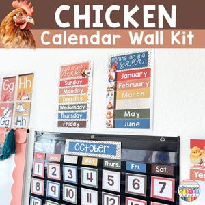 Kip Klaslokaal Kalenderset & Weerweergave Boerderij Klaslokaal Decor Boerderij Thema Klaskalender Wandset Klaskalender Kaarten