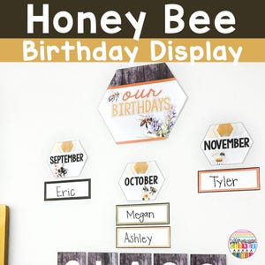 Bee Classroom Birthday Display | Bee Classroom Decor | Bee Classroom Birthday Chart | Birthday Bulletin Board Birthday Poster
