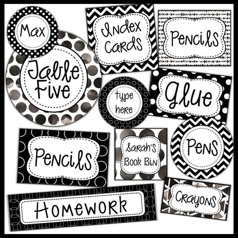 Editable Boho Classroom Labels Black and White Classroom Decor Etsy