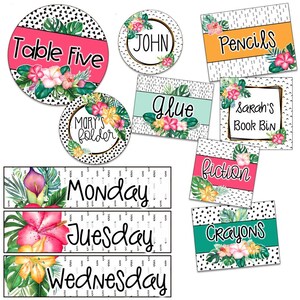 Editable Classroom Labels Tropical Classroom Decor Tropical Classroom ...