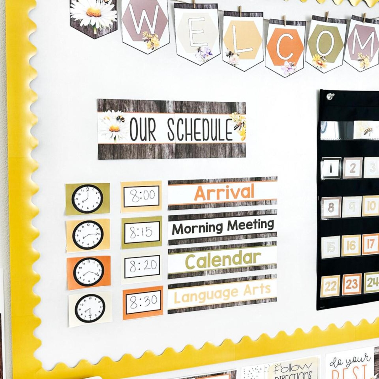 Editable Daily Schedule Cards Bee Classroom Decor Printable Classroom ...