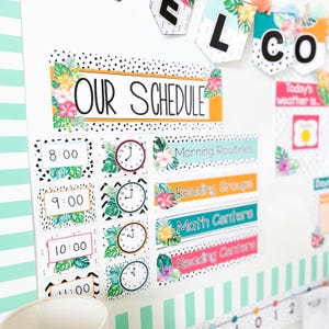 Modern Tropical Classroom Decor Bundle | Signs, Posters, Bulletin ...