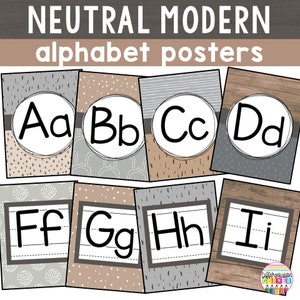 Alphabet Posters for the Classroom | Neutral Boho Classroom Decor | Printable Neutral Alphabet Posters | Classroom Posters Calming Classroom