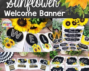 Modern Sunflower Classroom Decor | Sunflower | Printable Classroom Bulletin Board Display Posters | Sunflower Classroom Decorations