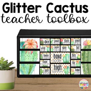 Cactus Teacher Tool Box Labels, Cactus Classroom Decor Teacher Toolbox Labels Editable Succulent Plant Classroom Decor