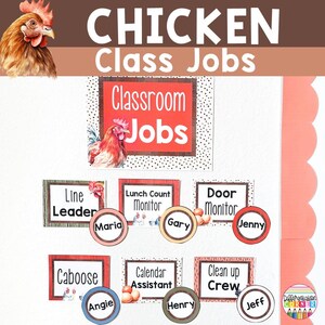 Editable Classroom Job Chart Editable Template Farmhouse Classroom Decor Classroom jobs display Classroom Jobs Printable Cards Farm Theme