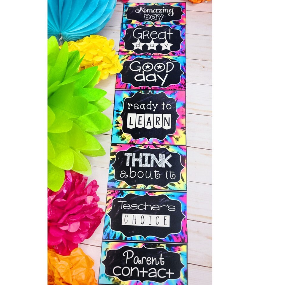 Printable Behavior Clip Chart Tie Dye Classroom Decor Etsy