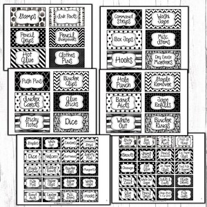 Black and White Teacher Tool Box Labels, Black and White Classroom ...