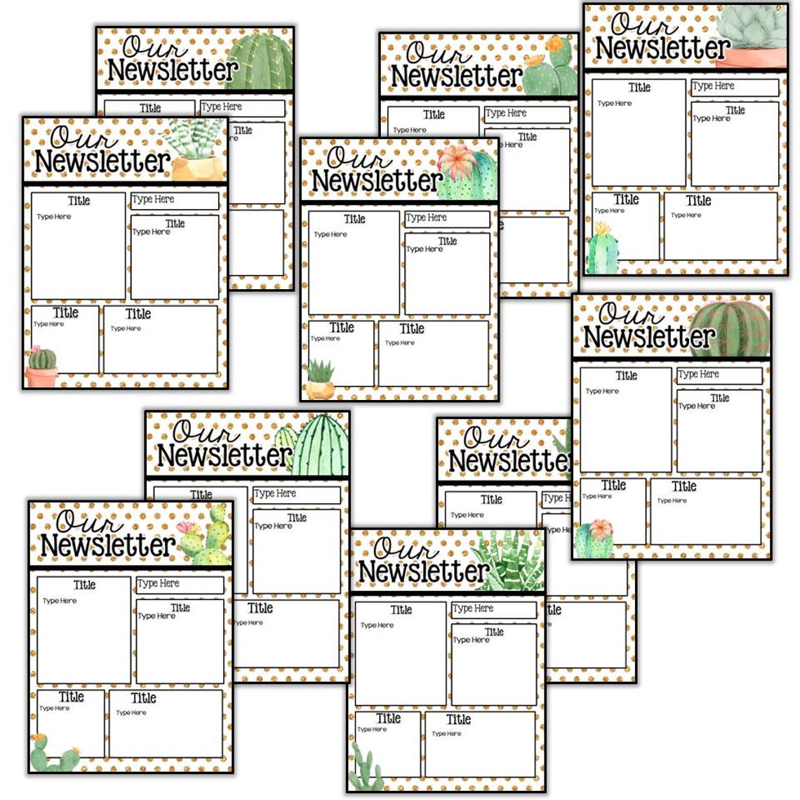 Editable Classroom Newsletter Template Cactus Classroom Decor Monthly ...