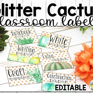 Editable Cactus Classroom Labels Cactus Classroom Decor Succulent Cactus Classroom Supply Labels
