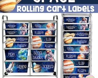 10 Drawer Rolling Cart Labels Editable Space Classroom Decor Space Rolling Cart Labels Space Theme Classroom Decor Galaxy Solar System