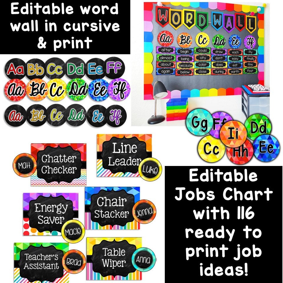 Rainbow Classroom Decor Bundle Printable Classroom Bulletin Board ...