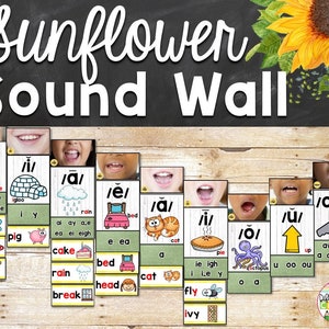 Klangwand Klassenzimmer Poster | Sonnenblume Bauernhaus Klassenzimmer Dekor | Phonics Poster | Wissenschaft des Lesens
